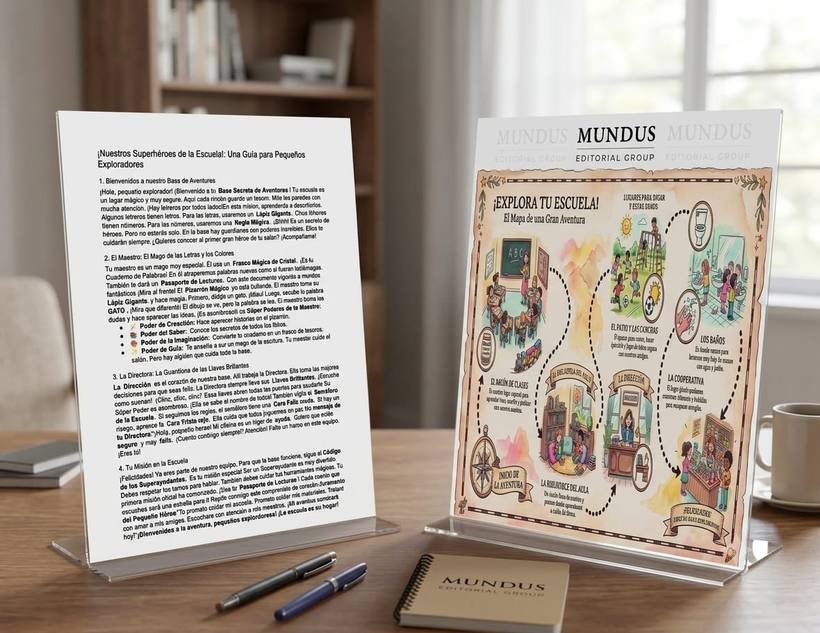 Infografía Mundus de Español 1º: Mi Tesoro de Palabras. Las sílabas, la formación de palabras y las cinco vocales.